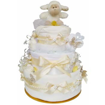 BabyDort Třípatrový neutrální plenkový dort pro miminko křtiny