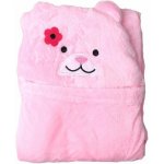 Happy Baby Dětská deka růžová medvídek s kytičkou – Zboží Dáma