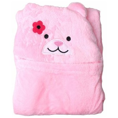 Happy Baby Dětská deka růžová medvídek s kytičkou – Zboží Dáma