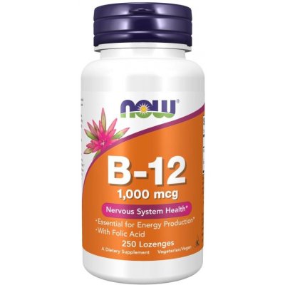NOW Vitamin B12 with Folic Acid Vit B12 a Kyselina listová 1000 mcg 250 pastilek