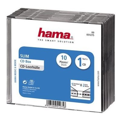 Hama CD BOX SLIM náhradní obal, 10ks/bal, transparentní/černá – Zboží Živě