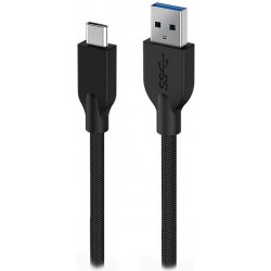 Genius ACC-A2CC-3A USB-A na USB-C, 3A, QC3.0, opletený, 100cm, černý