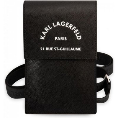 Pouzdro Karl Lagerfeld Saffiano Rue Saint Guillaume univerzální brašna pro iPhone - černé – Zboží Mobilmania