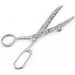 Brož s broušenými kamínky nůžky varianta 1 platina – Hledejceny.cz