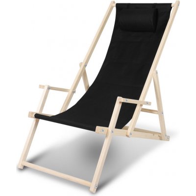 Yakimz Camping Lounger Sunlounger Wood černé s madly – Zbozi.Blesk.cz