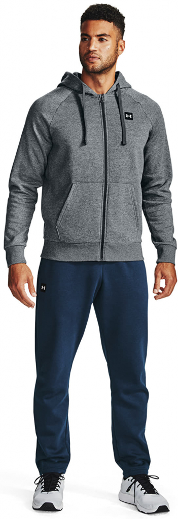 Under Armour Rival Fleece Fz Hoodie Pitch Gray Light Heather/ Onyx White