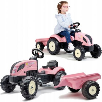 FALK Šlapací traktor County Star s valníkem růžový