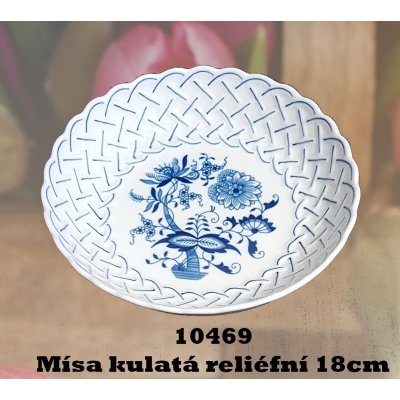 Cibulák miska kulatá reliefní originální cibulákový porcelán Dubí cibulový vzor 10469 18 cm