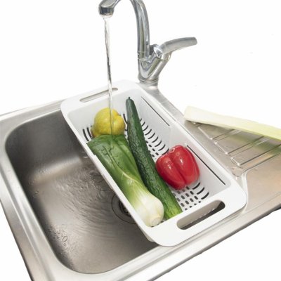 Orion Organizér do dřezu, posuvný, plast, bílý PAVO – Zboží Dáma