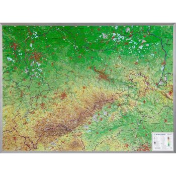 Georelief Krušné hory, Sasko, Lužická jezera - plastická mapa 77 x 57 cm Varianta: bez rámu, Provedení: plastická mapa
