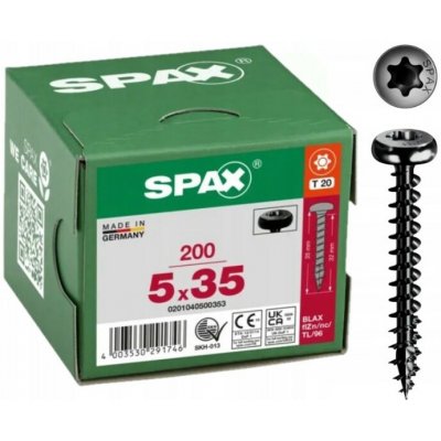 SPAX 0201040500353 půlkulaté šrouby 5 mm 35 mm T-STAR plus ocel 200 ks – Hledejceny.cz