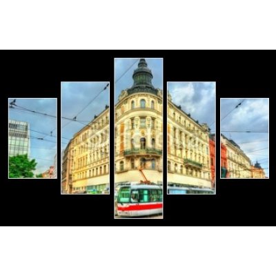 Obraz 5D pětidílný - 150 x 100 cm - City tram in the old town of Brno, Czech Republic Městská tramvaj ve starém městě Brně, Česká republika – Zboží Mobilmania