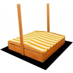 Baby Mix dřevěné pískoviště se stříškou 120x120 cm žluto-bílé – Zboží Dáma