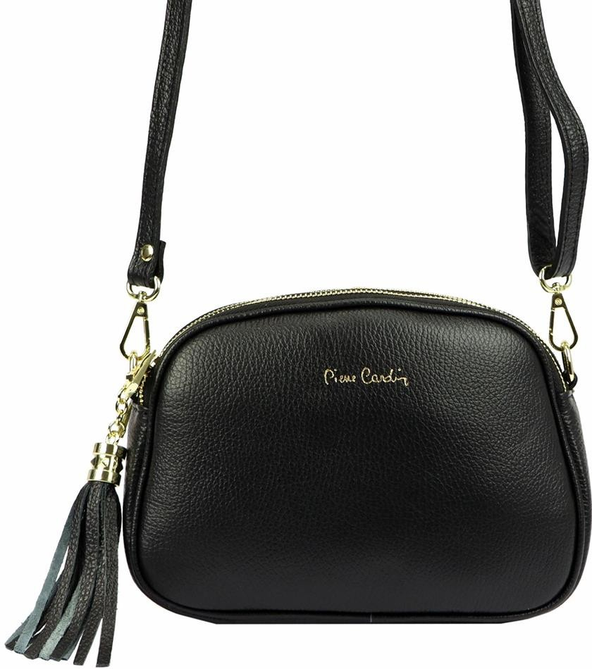 Pierre Cardin Černá Přírodní Kůže dámská kabelka 4500 FTT Dollaro crossbody