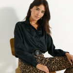 Saténová košile s dlouhými rukávy černá – Zboží Dáma