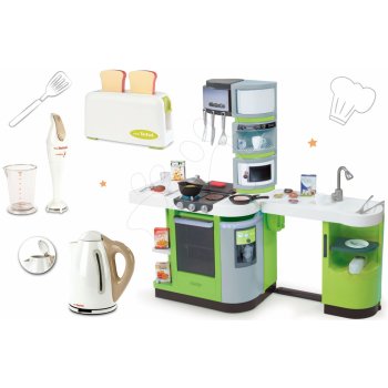 SMOBY 311102-4 zelená kuchyňka CookMaster Verte s ľadom zvukmi a set kuchynských spotrebičov