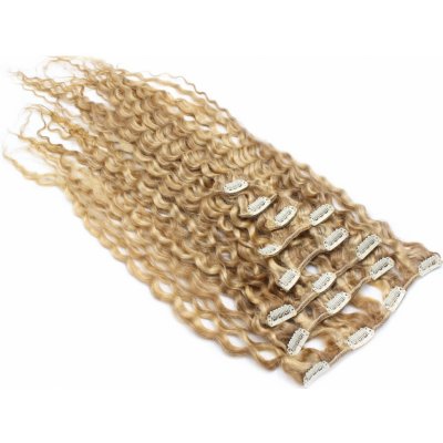 Clip in kudrnaté vlasy 100% lidské REMY 50cm přírodní/světlejší blond – Hledejceny.cz