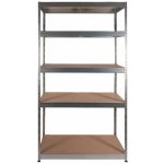 Kovona Kovový regál s policemi z MDF, 178 x 120 x 40 cm, 5 polic, nosnost až 150 kg, bez šroubů, ocel + MDF, úložný regál do sklepa, pozinkovaný – Zboží Dáma
