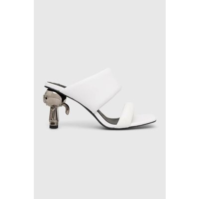 Karl Lagerfeld kožené pantofle IKON HEEL dámské na podpatku KL39005 KL39005.011 bílá