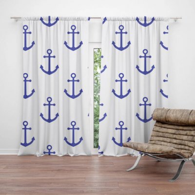 Sablio Závěs Modré kotvy: 2ks 140x250cm – Zboží Mobilmania