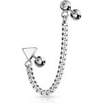 Šperky4U Cartilage piercing do ucha s řetízkem trojúhelník CP1065-TRA – Zboží Mobilmania