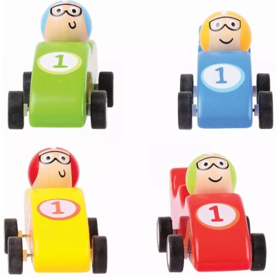 Bigjigs Toys Barevné závodní auto 1ks – Sleviste.cz