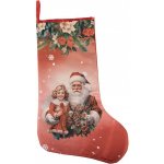 Clayre & Eef Červená vánoční punčocha Santa M - 25*1*36 cm – Hledejceny.cz