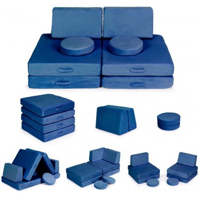 ECOTOYS Dětská modulární skládací pohovka, 8 měkkých polštářů velká, modrá – Zboží Mobilmania