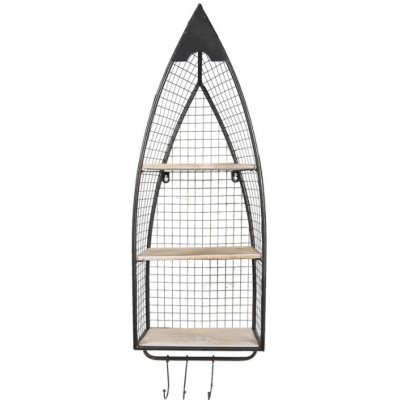 Cerný nástenný kovový stojan Jurgen s polickami – 30x15x83 cm