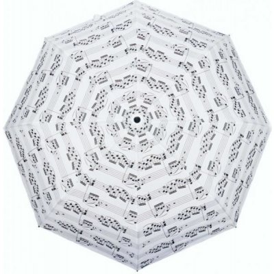 Deštník s notami skládací bílý