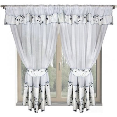 BytoTex Hotová kusová záclona Milena šedá s květinami 400x160 cm – Sleviste.cz