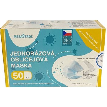 Mesaverde jednorázová česká rouška 3 vrstvá modrá 50 ks