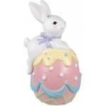 Dekorace socha bílý králík s mašlí na barevné kraslici - 32*28*55 cm – Hledejceny.cz