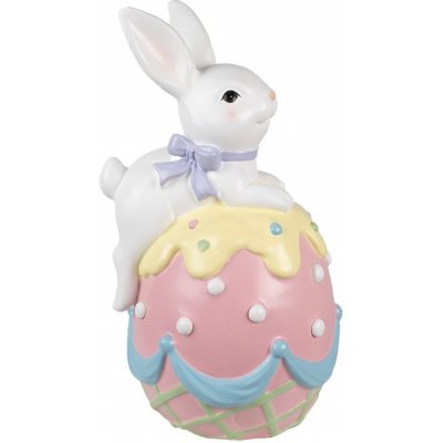 Dekorace socha bílý králík s mašlí na barevné kraslici - 32*28*55 cm – Hledejceny.cz