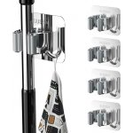 Držák na mop Qikuver Broom, 4 ks háků na mop z nerezové oceli, samolepicí držák na koště, pro mop, – Zbozi.Blesk.cz