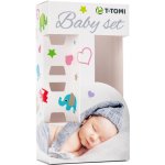 T-Tomi Baby set bambusová osuška hearts / srdíčka + kočárkový kolíček pink / růžová 338 – Zboží Dáma