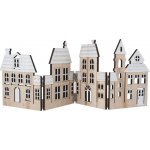 Anděl Domky skládací leporelo dřevěné na postavení 40 x 13,5 cm, bílé střechy s glitrem – Hledejceny.cz