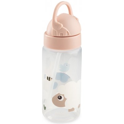 DONE BY DEER Dětská láhev s brčkem Tiny Farm 350 ml růžová – Zboží Mobilmania
