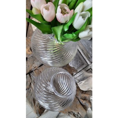 Skleněná průhledná váza Stripes S - Ø 15*12,5 cm - J-Line by Jolipa – Hledejceny.cz