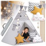 Nukido Dětský teepee stan se světly šedý – Zboží Dáma