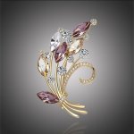 Éternelle brož se zirkony a krystaly Swarovski Elements Carolina květina B7103-B3-13 zlatá – Zboží Dáma