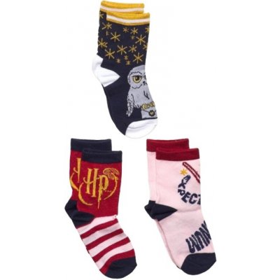 Harry Potter Ponožky dětské klasické, 3 ks, modré s Hedvikou – Sleviste.cz