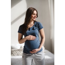 Těhotenské tričko Belly Dark Blue kr.rukáv