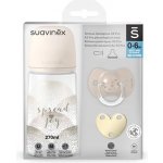 Suavinex safa+ dudlík fyziologický klip Joy stříbrná varianta sada+dudlík fyziologický +klip Joy krémová 270ml – Zboží Dáma