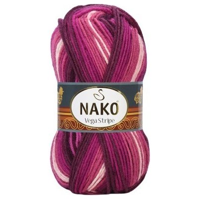 Nako Pletací příze Nako Vega Stripe 82413 - vínová