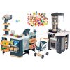 Dětský obchůdek Smoby Set obchod elektronický smíšené zboží s chladničkou Maxi Market a kuchyňka Tefal se zvuky a potravinami