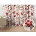 Biante Sametový závěs Tamara TMR-017 Červené pivoňky na pískovém 145x220 cm – Zboží Mobilmania