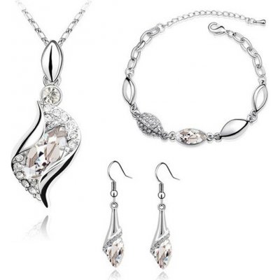 Sisi Jewelry Souprava náhrdelníku náušnic a náramku Andělské slzy SET2002-NTSET41563(4) Bílá/čirá