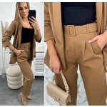 Fashionweek Italská souprava elegantního saka s kalhotami K80172B camel – Zboží Dáma