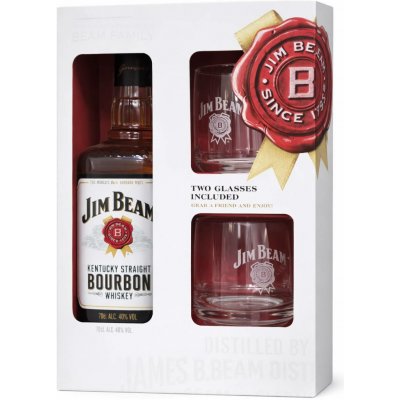 Jim Beam White 40% 0,7 l (dárkové balení 2 sklenice) – Hledejceny.cz